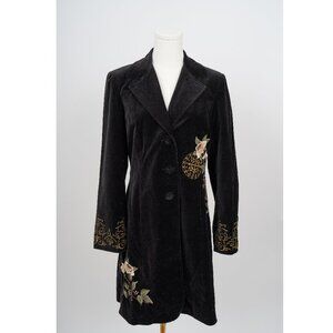 CAbi 6 Antoinette Paris Romantic French Dark Green Velveteen Blazer Jacket Coat